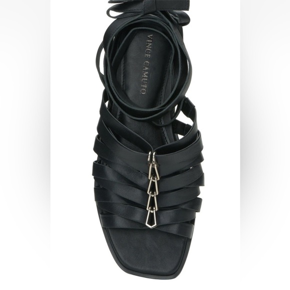 VINCE CAMUTO STRAPPY BLACK GLADIATOR LACE UP SANDALS SIZE 7.5 NEW - Picture 2 of 15